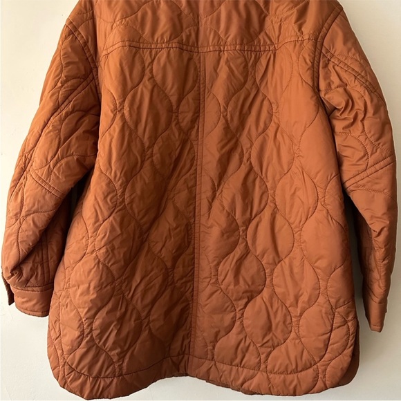 Madewell Air Puff Quilted Shirt Jacket Warm Coffee Burnt Orange Medium - Picture 7 of 14